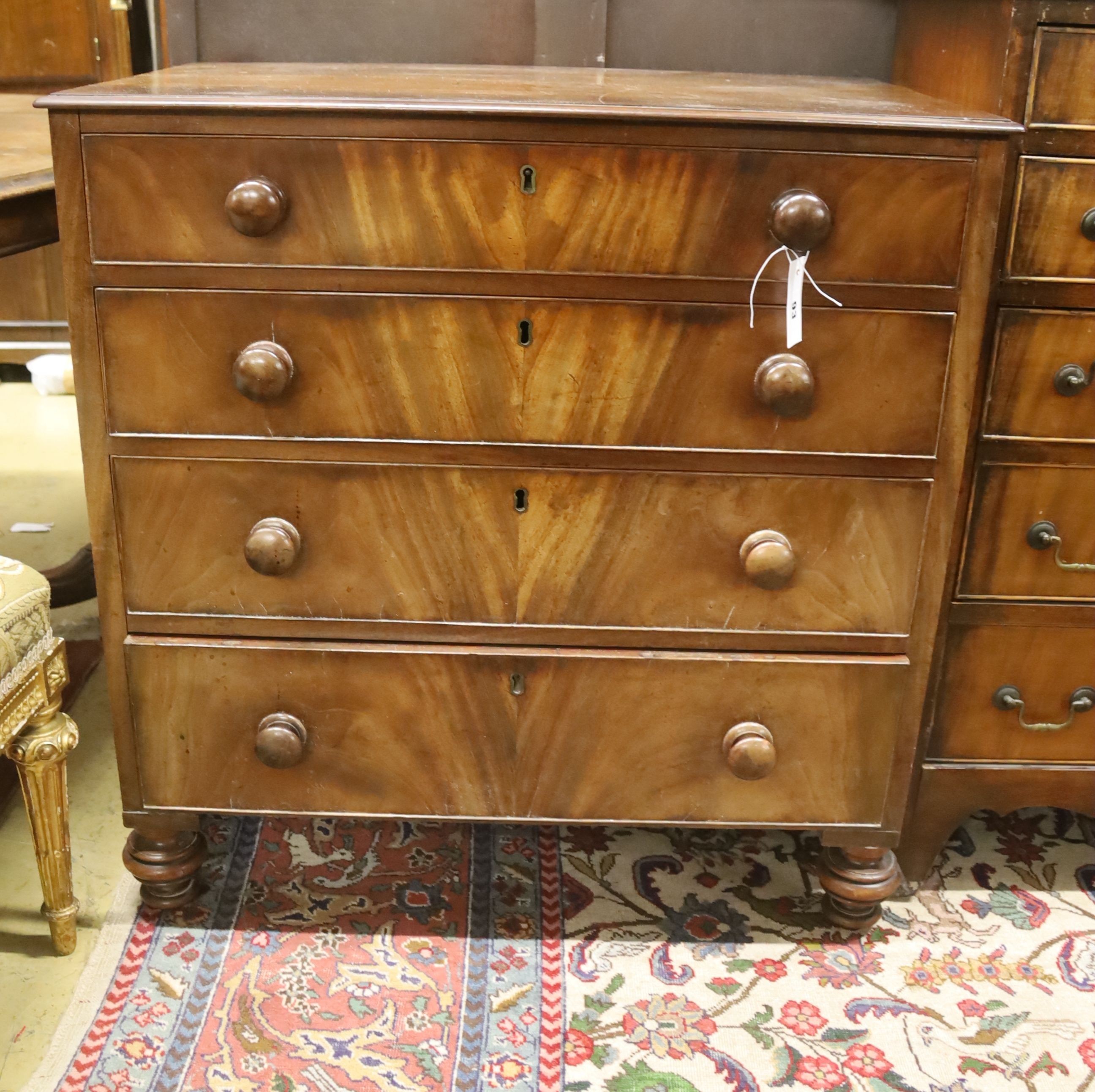 A small Victorian mahogany chest of four drawers, width 78cm, depth 49cm, height 80cm